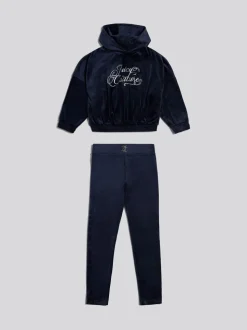 Juicy Couture Blue Relaxed Over-The-Head Hood & Velour Leggings Set