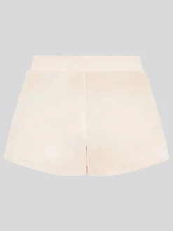 Juicy Couture Cream Girls Tonal Embroidered Velour Shorts