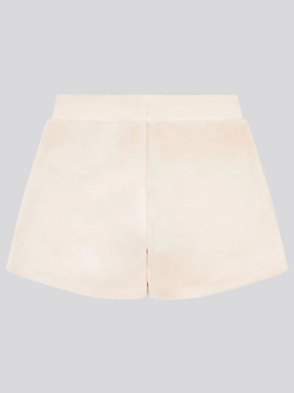 Juicy Couture Cream Girls Tonal Embroidered Velour Shorts