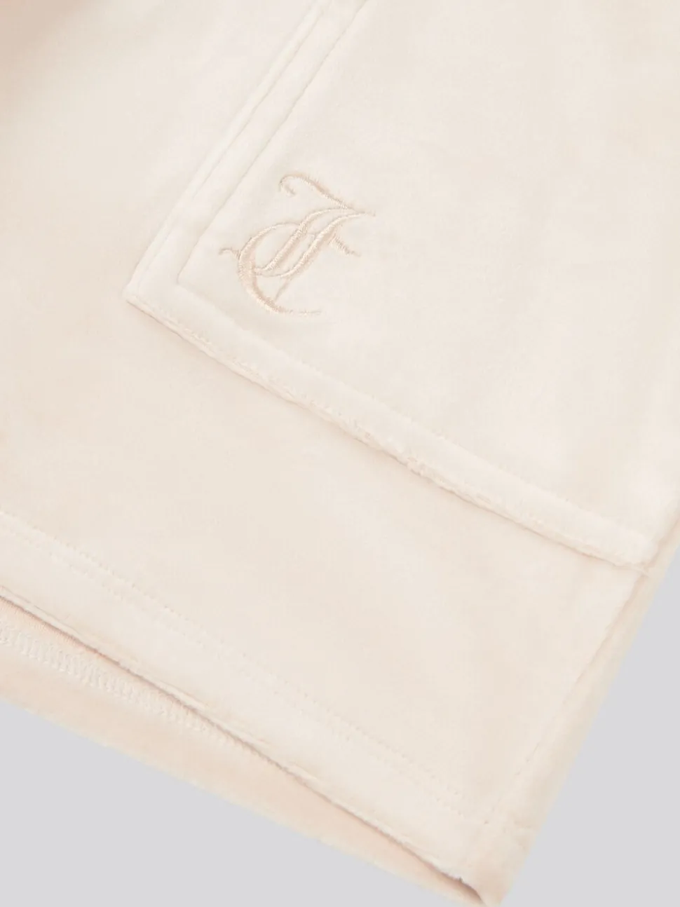 Juicy Couture Cream Girls Tonal Embroidered Velour Shorts