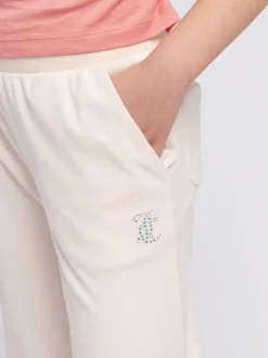 Juicy Couture Cream Girls Velour Straight Leg Joggers