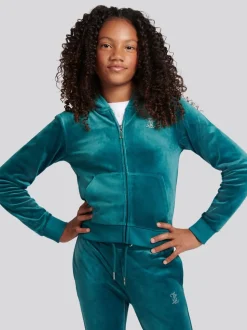 Juicy Couture Green Diamante Zip Through Hoodie