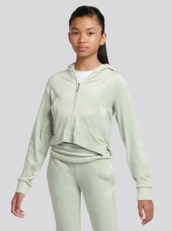 Juicy Couture Green Juicy Arch Zip Thru Diamante Hoodie