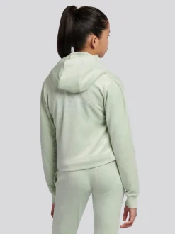 Juicy Couture Green Juicy Arch Zip Thru Diamante Hoodie
