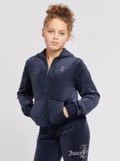 Juicy Couture Light Blue Diamanté Zip Through Hoodie