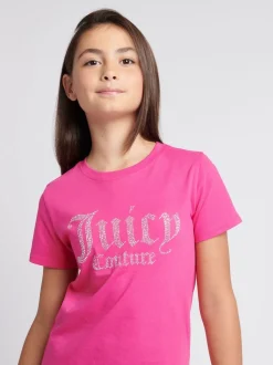 Juicy Couture light Pink Fitted Diamante T-Shirt