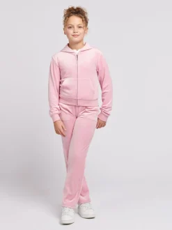 Juicy Couture Light Pink Girls Tonal Velour Zip Up Hoodie