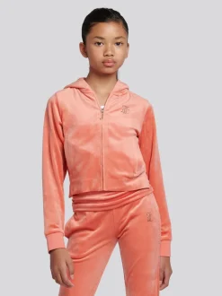 Juicy Couture Orange Juicy Arch Zip Thru Diamante Hoodie