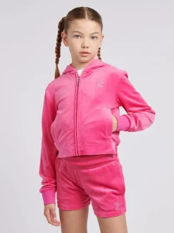 Juicy Couture Pink Arch Zip Thru Diamante Hoodie