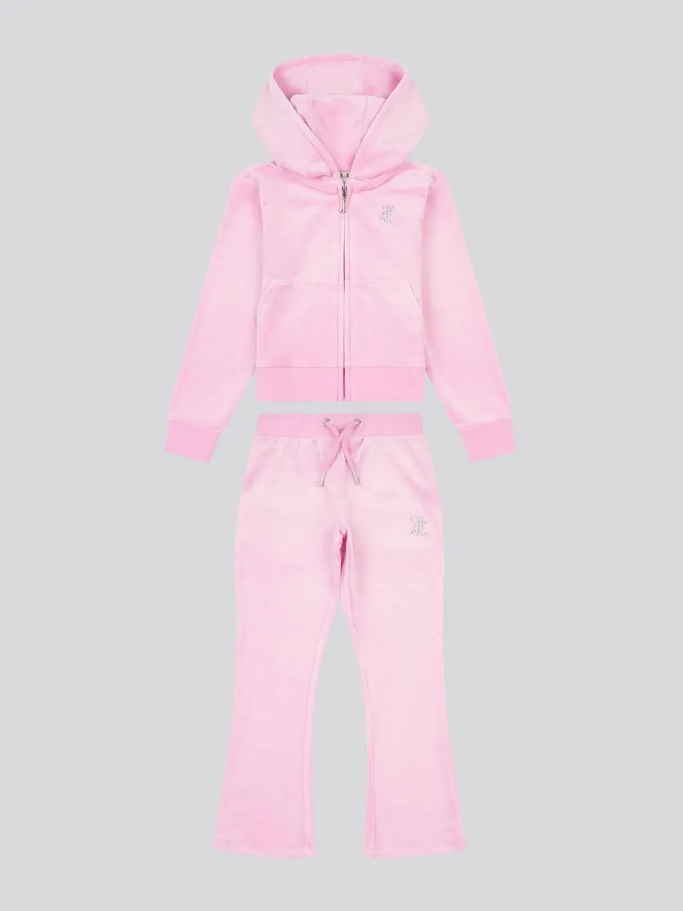 Juicy Couture Pink Diamante Zip Thru Hoodie & Bootcut Joggers Set
