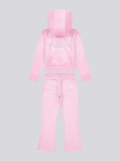 Juicy Couture Pink Diamante Zip Thru Hoodie & Bootcut Joggers Set