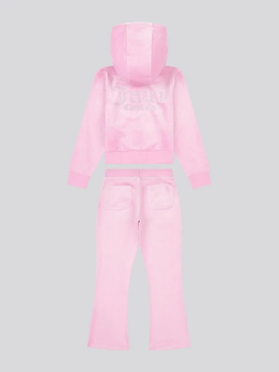 Juicy Couture Pink Diamante Zip Thru Hoodie & Bootcut Joggers Set