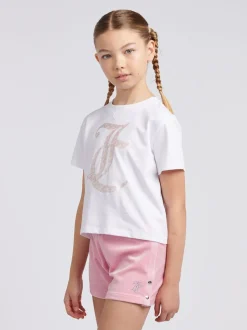 Juicy Couture Pink Girls Boxy T-Shirt & Velour Shorts Set