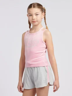 Juicy Couture Pink Girls Velour Strappy Top & Shorts Set