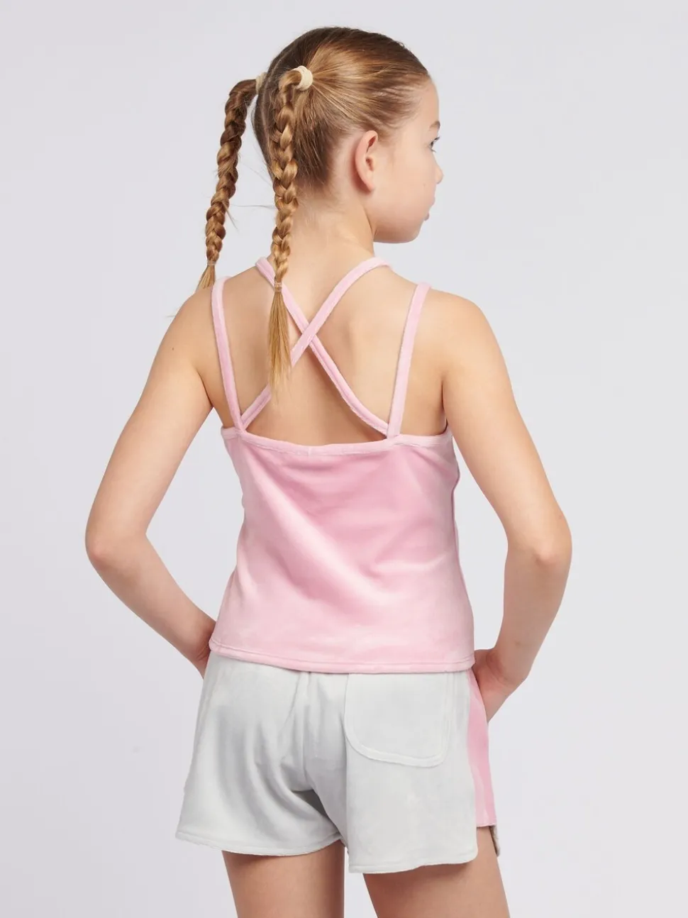 Juicy Couture Pink Girls Velour Strappy Top & Shorts Set