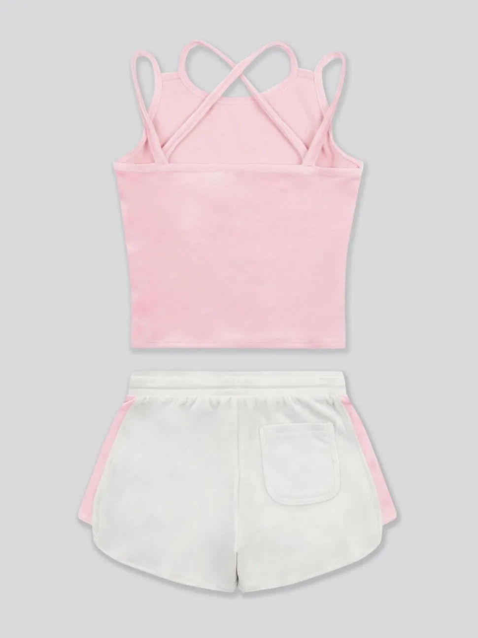 Juicy Couture Pink Girls Velour Strappy Top & Shorts Set