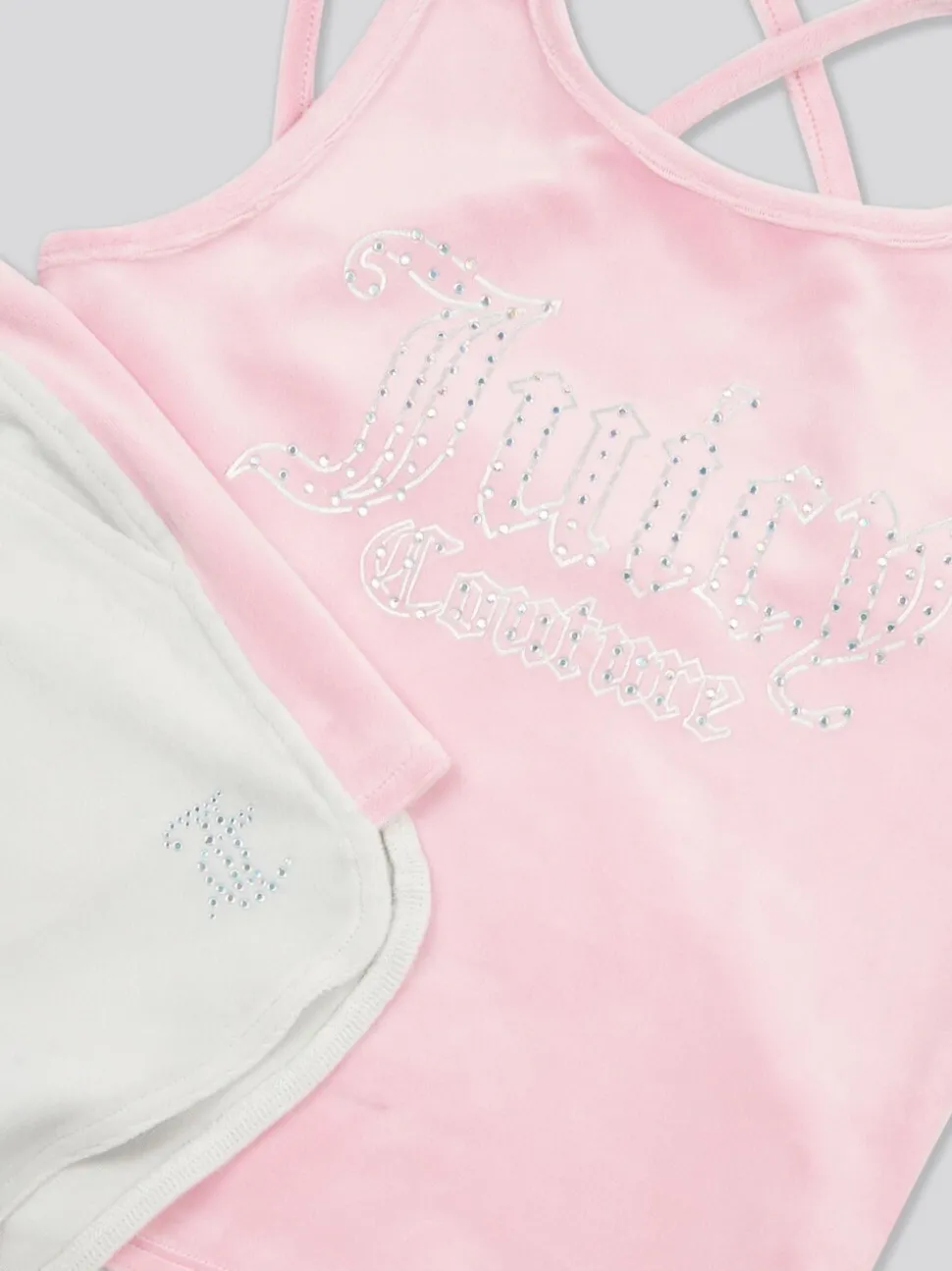 Juicy Couture Pink Girls Velour Strappy Top & Shorts Set