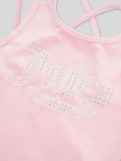 Juicy Couture Pink Girls Velour Strappy Top & Shorts Set