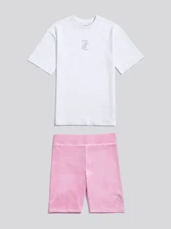 Juicy Couture Pink Loose T-Shirt & Velour Cycling Shorts Set