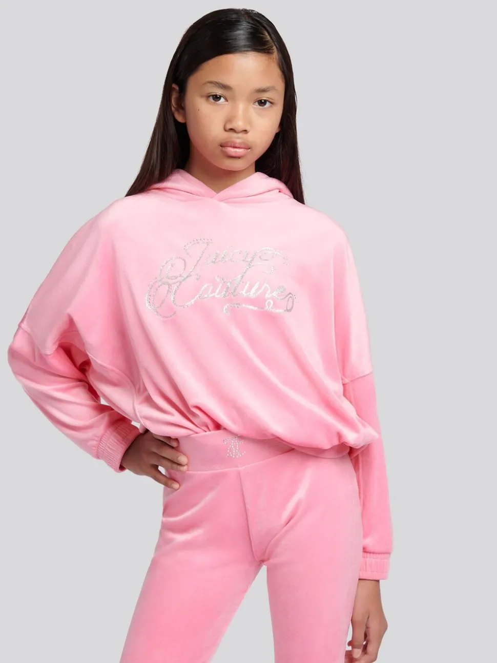Juicy Couture Pink Relaxed Over-The-Head Hood & Velour Leggings Set