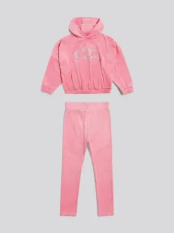 Juicy Couture Pink Relaxed Over-The-Head Hood & Velour Leggings Set