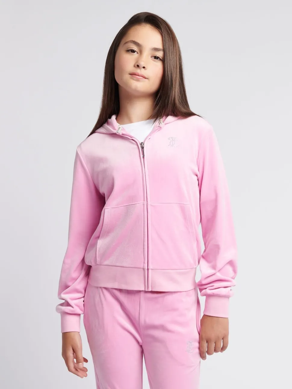 Juicy Couture Pink/Rust Diamanté Zip Through Hoodie