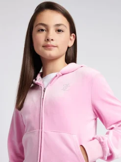 Juicy Couture Pink/Rust Diamanté Zip Through Hoodie