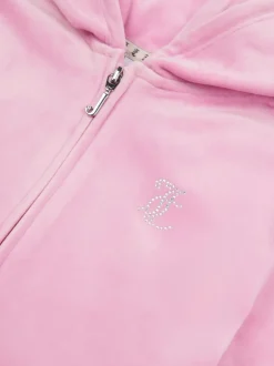 Juicy Couture Pink/Rust Diamanté Zip Through Hoodie