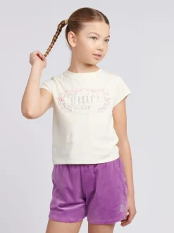 Juicy Couture Purple Girls Heritage Ringer T-Shirt & Velour Shorts Set