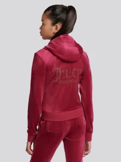 Juicy Couture Red Diamante Zip Through Hoodie