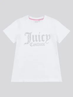 Juicy Couture White Fitted Diamante T-Shirt
