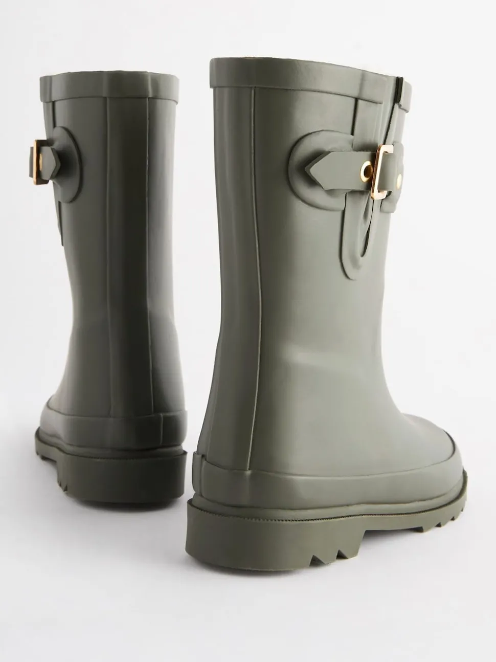 Khaki Green Warm Lined Buckle Wellies