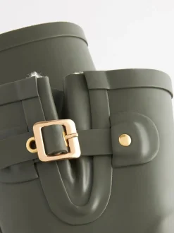 Khaki Green Warm Lined Buckle Wellies
