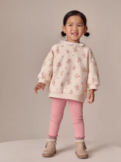 Light Pink Ditsy Floral Collar Sweatshirt and Leggings Set (3mths-7yrs)