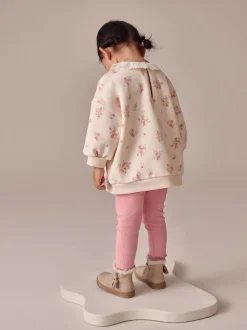 Light Pink Ditsy Floral Collar Sweatshirt and Leggings Set (3mths-7yrs)