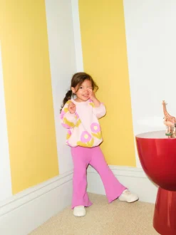 Light Pink Flowers Sweatshirt & Flare Leggings Set (3mths-7yrs)