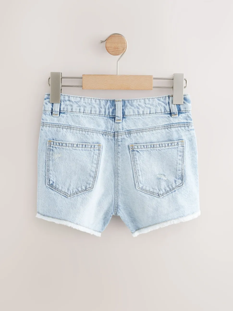 Light Blue 100% Cotton Frayed Edge Distressed Shorts (3-16yrs)