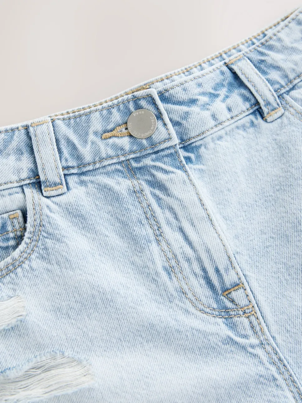 Light Blue 100% Cotton Frayed Edge Distressed Shorts (3-16yrs)