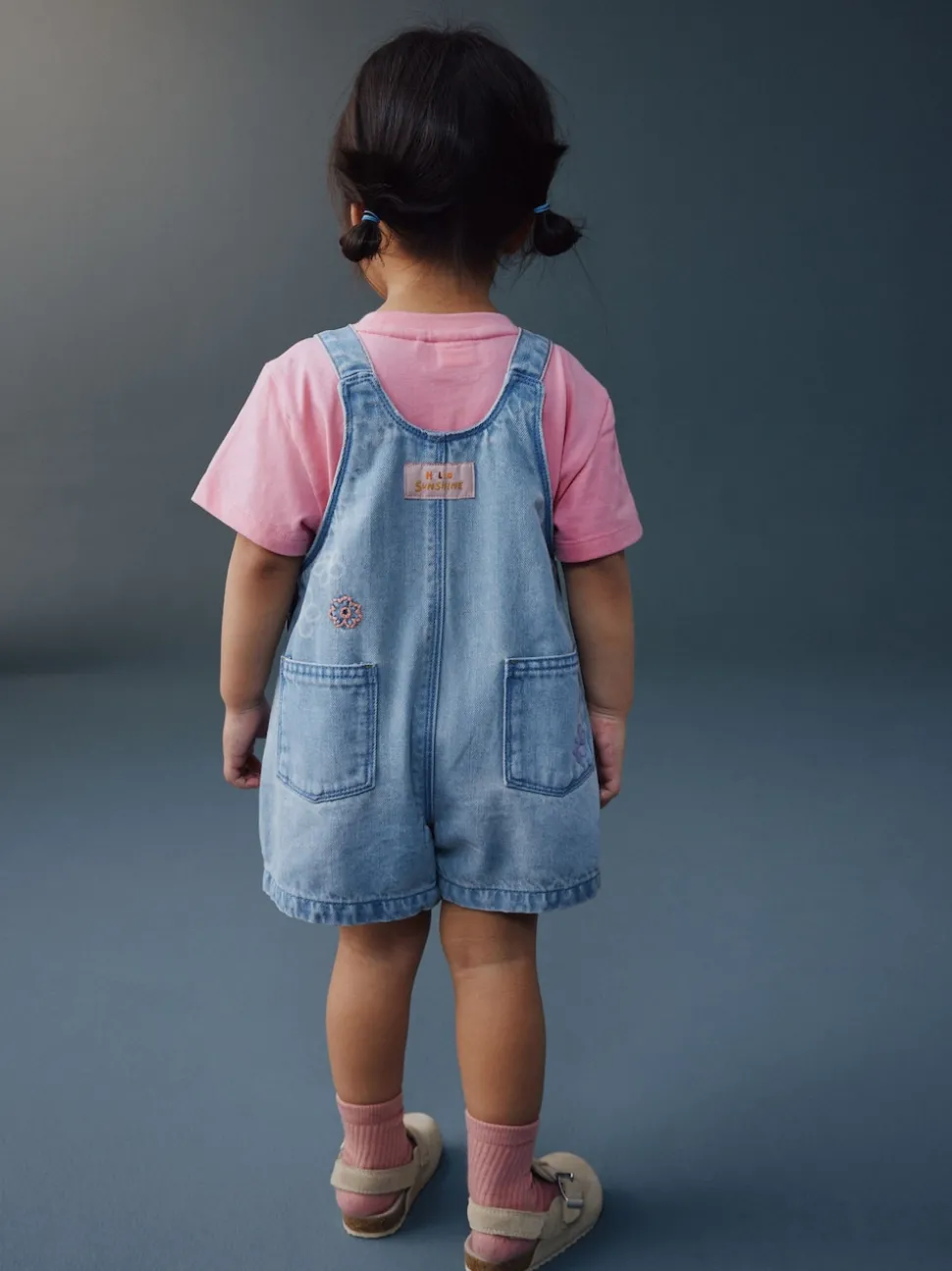 Light Blue Denim Ladybug Embroidered Dungaree and T-Shirt Set (3mths-7yrs)