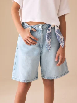 Light Blue Regular Length Relaxed Denim Shorts (3-16yrs)