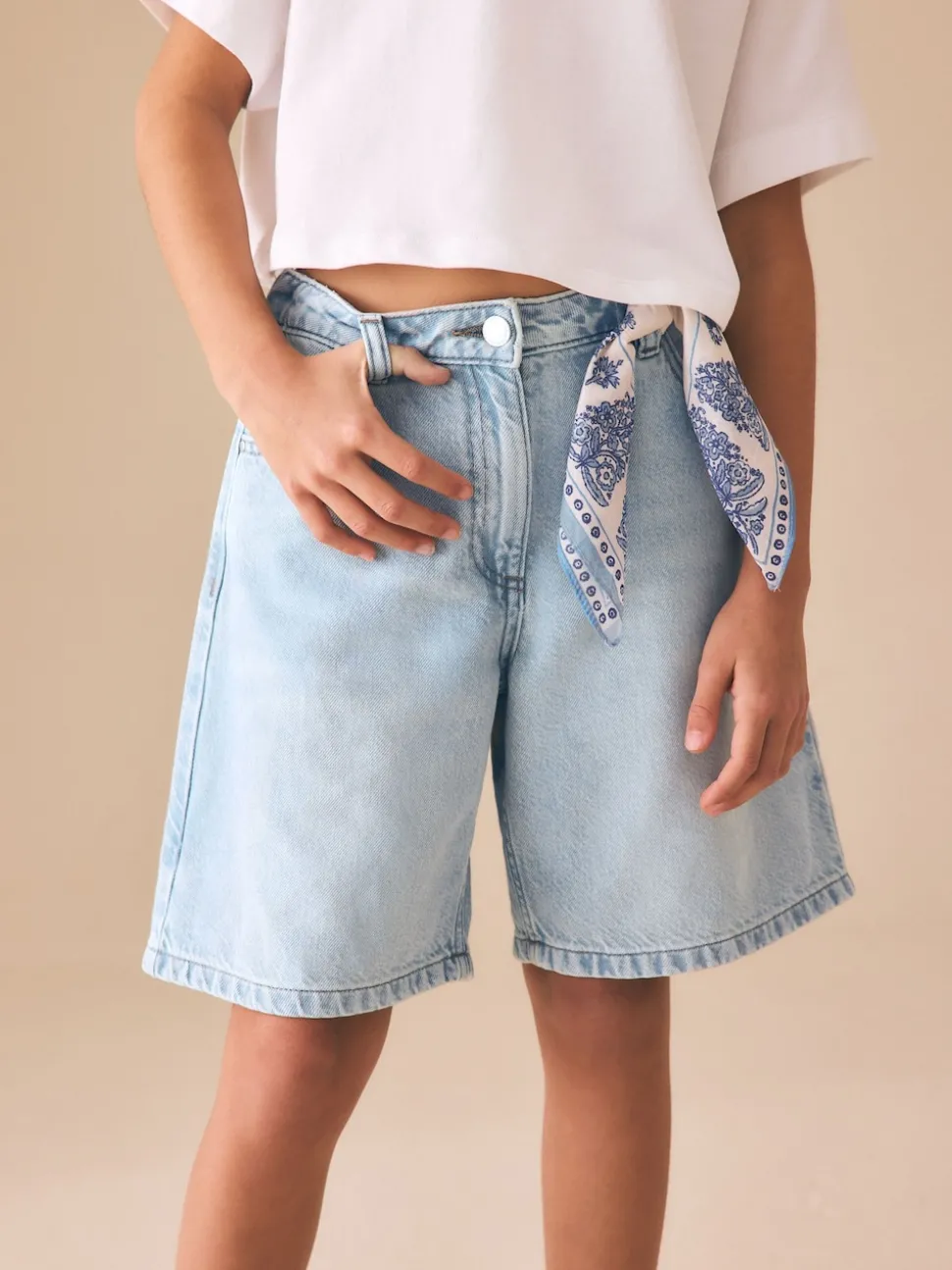 Light Blue Regular Length Relaxed Denim Shorts (3-16yrs)