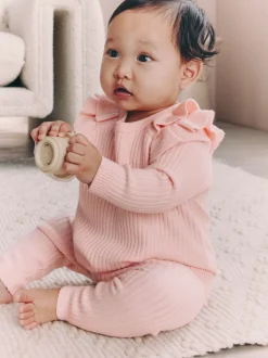 Light Pink Baby Knitted Jumper and Leggings Set 2 Piece (0mths-3yrs)