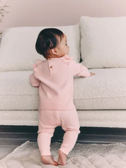 Light Pink Baby Knitted Jumper and Leggings Set 2 Piece (0mths-3yrs)