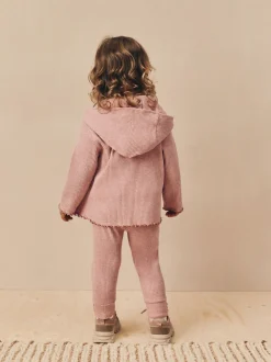 Light Pink Ribbed Hooded Cardigan and Leggings Set (3mths-7yrs)