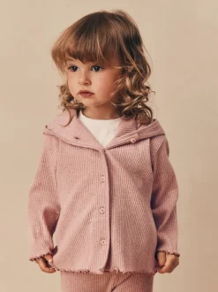 Light Pink Ribbed Hooded Cardigan and Leggings Set (3mths-7yrs)
