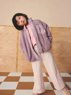 Lilac Purple Button Up Fleece Jacket (3-16yrs)