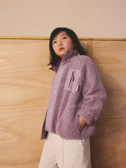 Lilac Purple Button Up Fleece Jacket (3-16yrs)