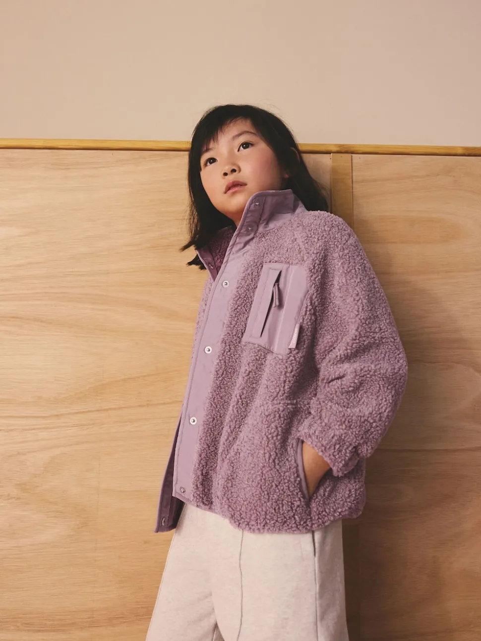 Lilac Purple Button Up Fleece Jacket (3-16yrs)