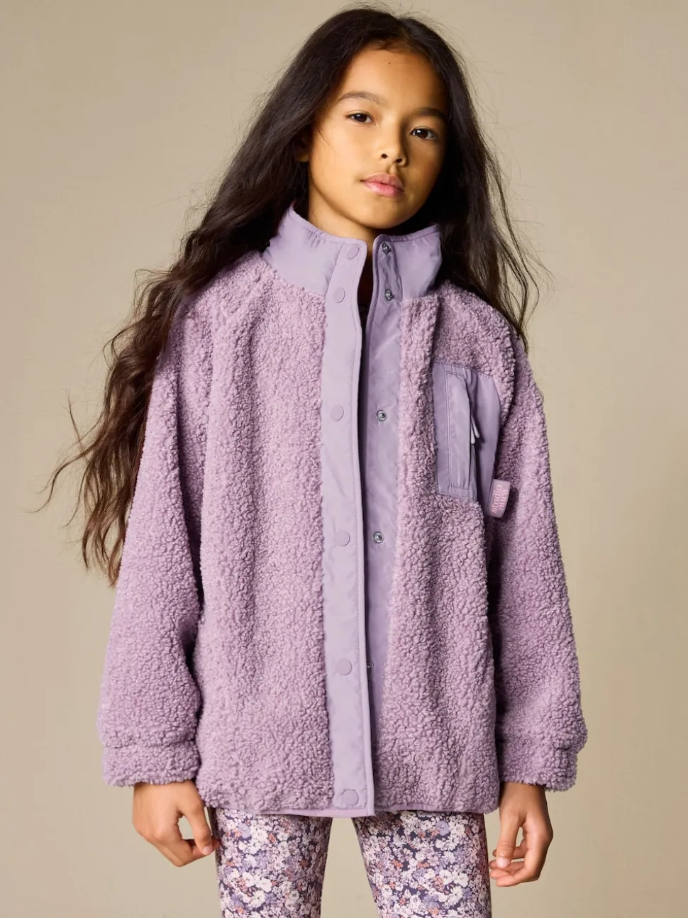 Lilac Purple Button Up Fleece Jacket (3-16yrs)