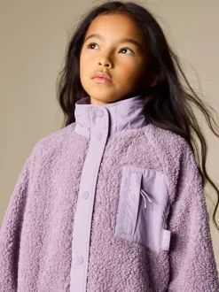 Lilac Purple Button Up Fleece Jacket (3-16yrs)